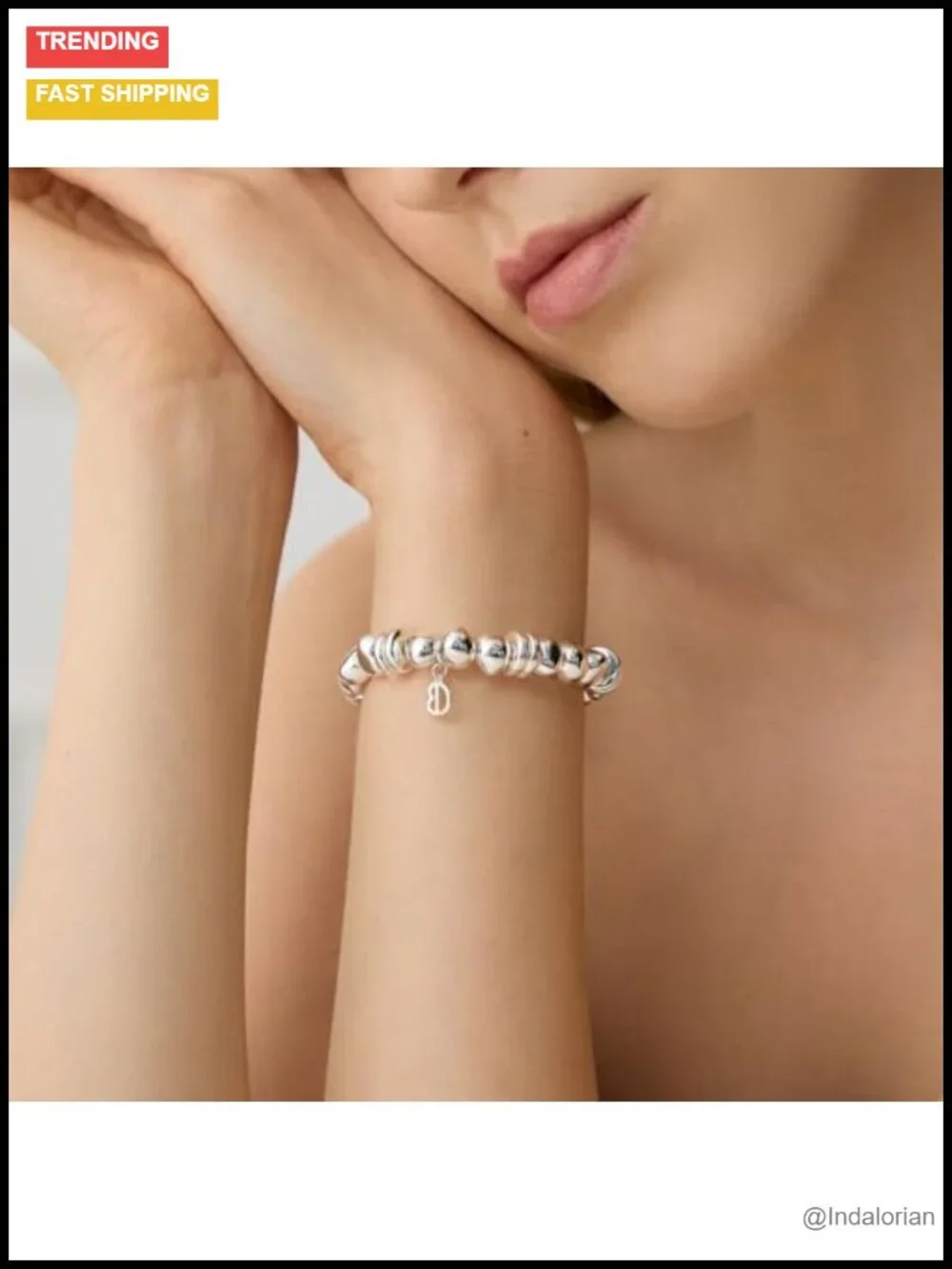 Silver Plated Beaded Stretch Bracelet Set Stackable Balls Irregular Freshwater